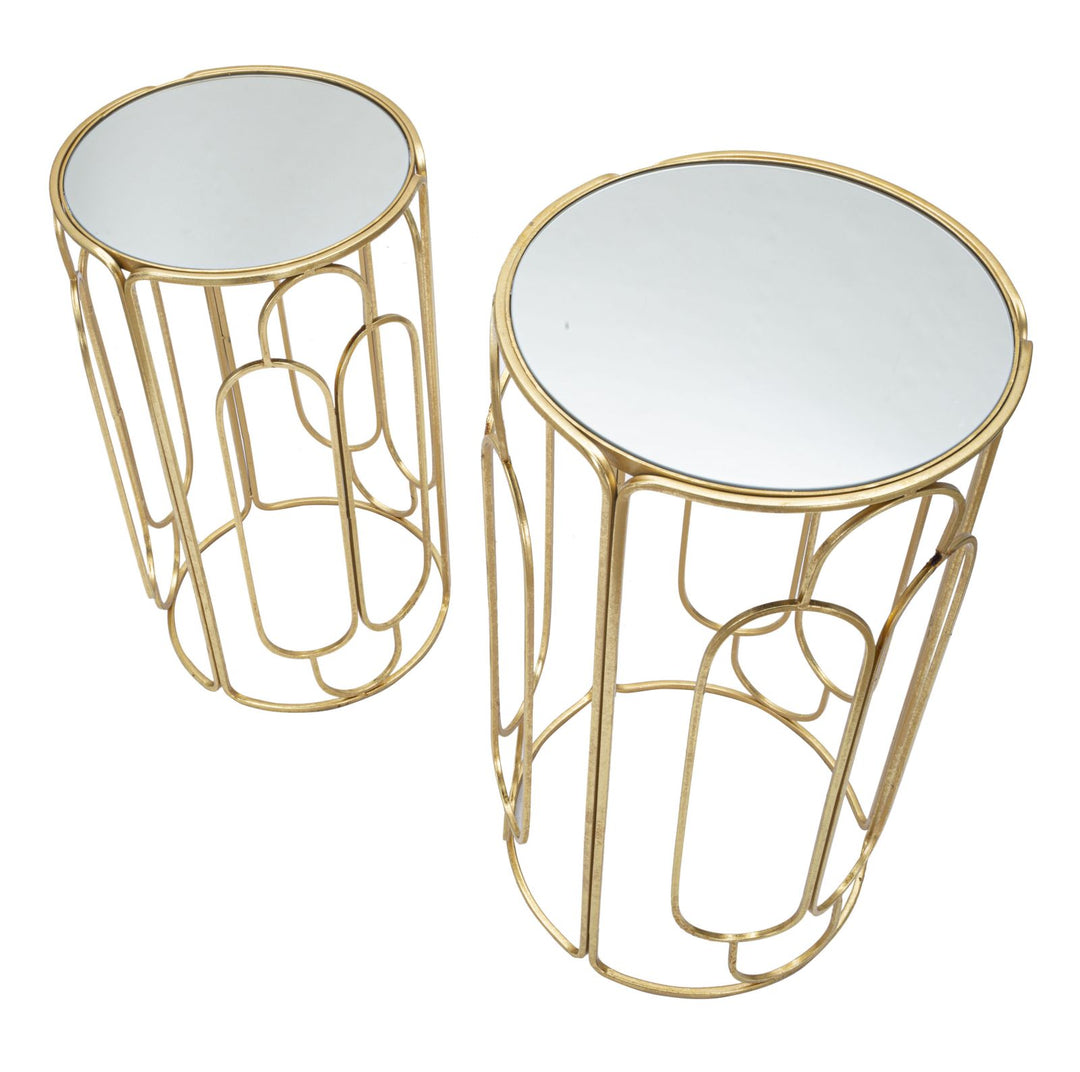 Glam plantestativer i guldfarve, metal og glas – 36x5x70 og 31x60 cm