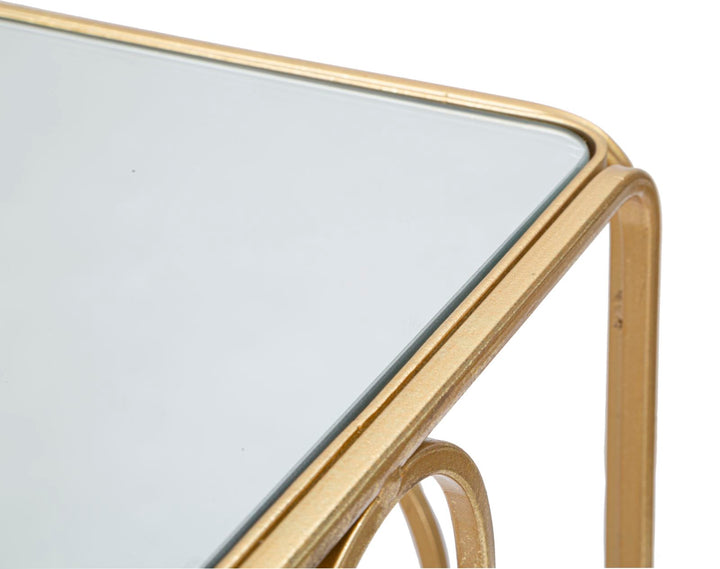 Glam plantestativer i guldfarve af jern og spejl – 34x34x70 29x29x60 cm