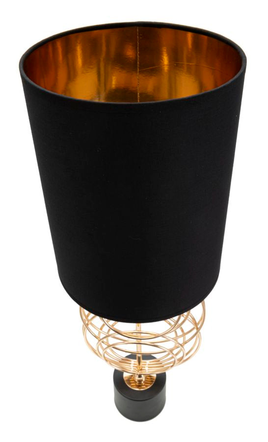 Glam bordlampe i guldfarve og sort, metal og stof – 22x5x65 cm