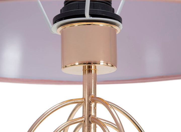 Glam bordlampe i pink, metal og stof  – 33x64 cm