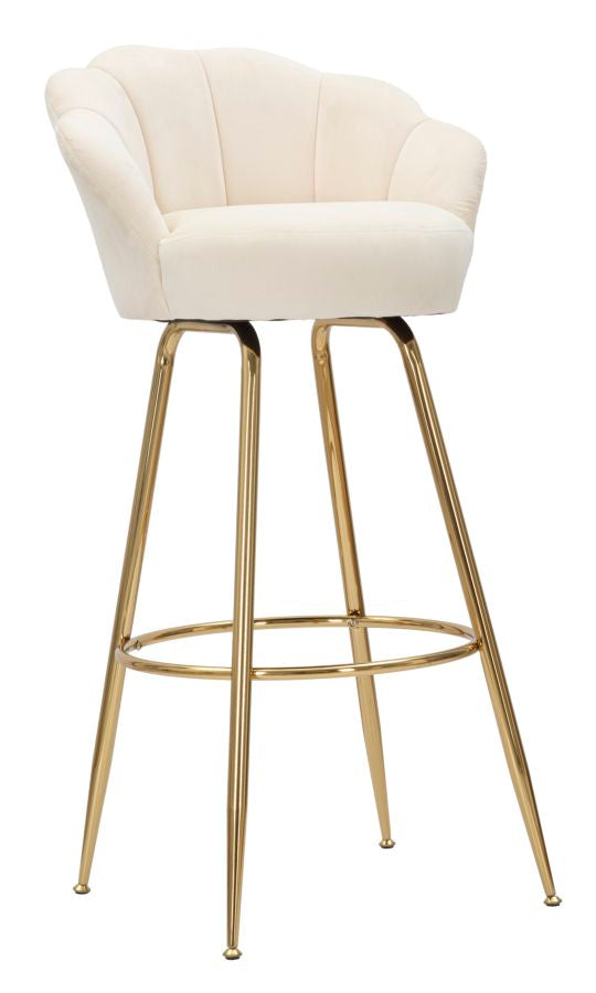 Glam barstol, hvid, stof og metal– 55x53x110 cm