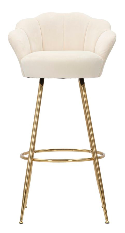 Glam barstol, hvid, stof og metal– 55x53x110 cm