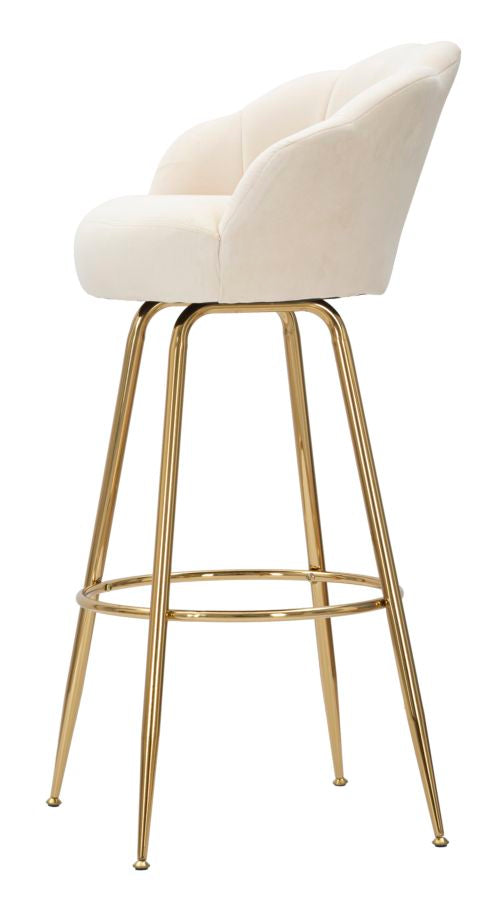 Glam barstol, hvid, stof og metal– 55x53x110 cm