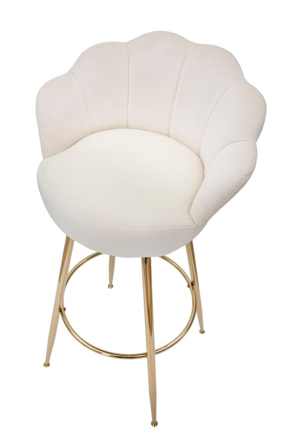 Glam barstol, hvid, stof og metal– 55x53x110 cm
