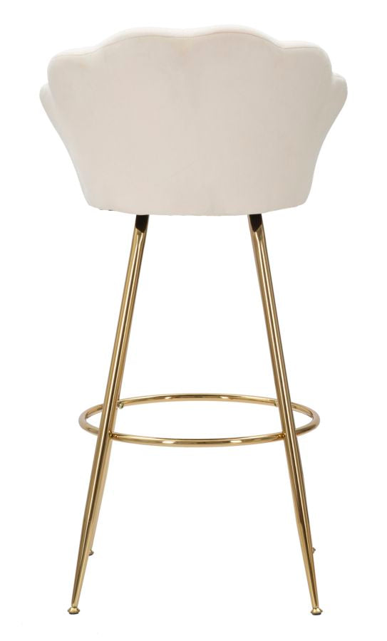 Glam barstol, hvid, stof og metal– 55x53x110 cm