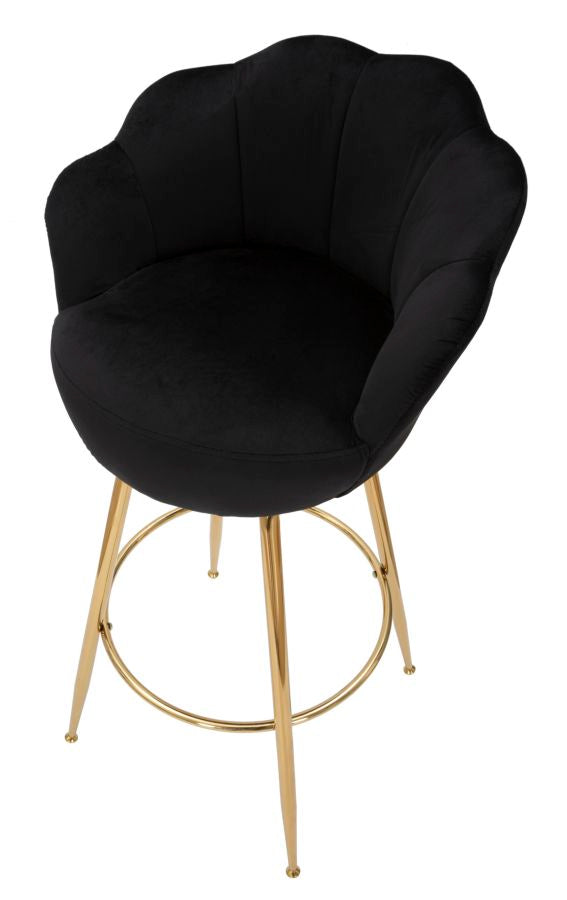 Glam barstol, sort med guldfarve, stof and metal – 55x53x110 cm