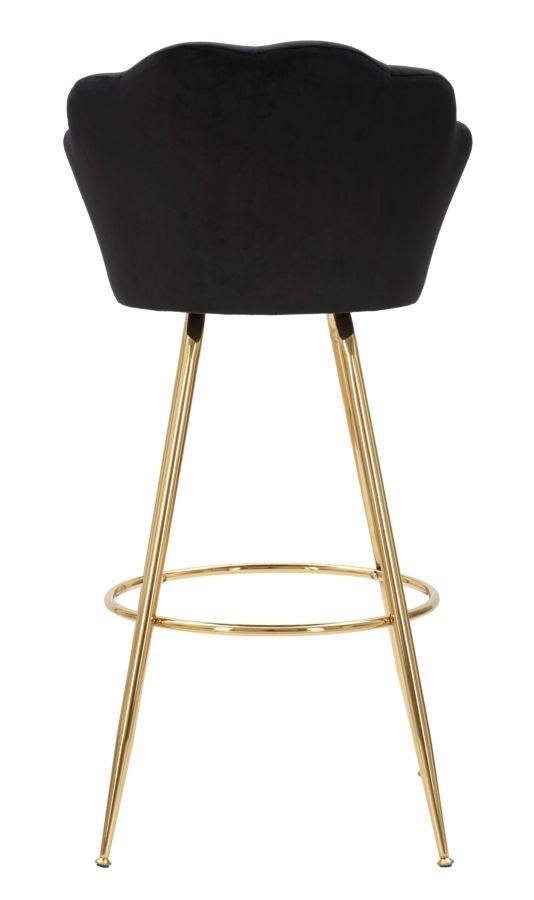 Glam barstol, sort med guldfarve, stof and metal – 55x53x110 cm