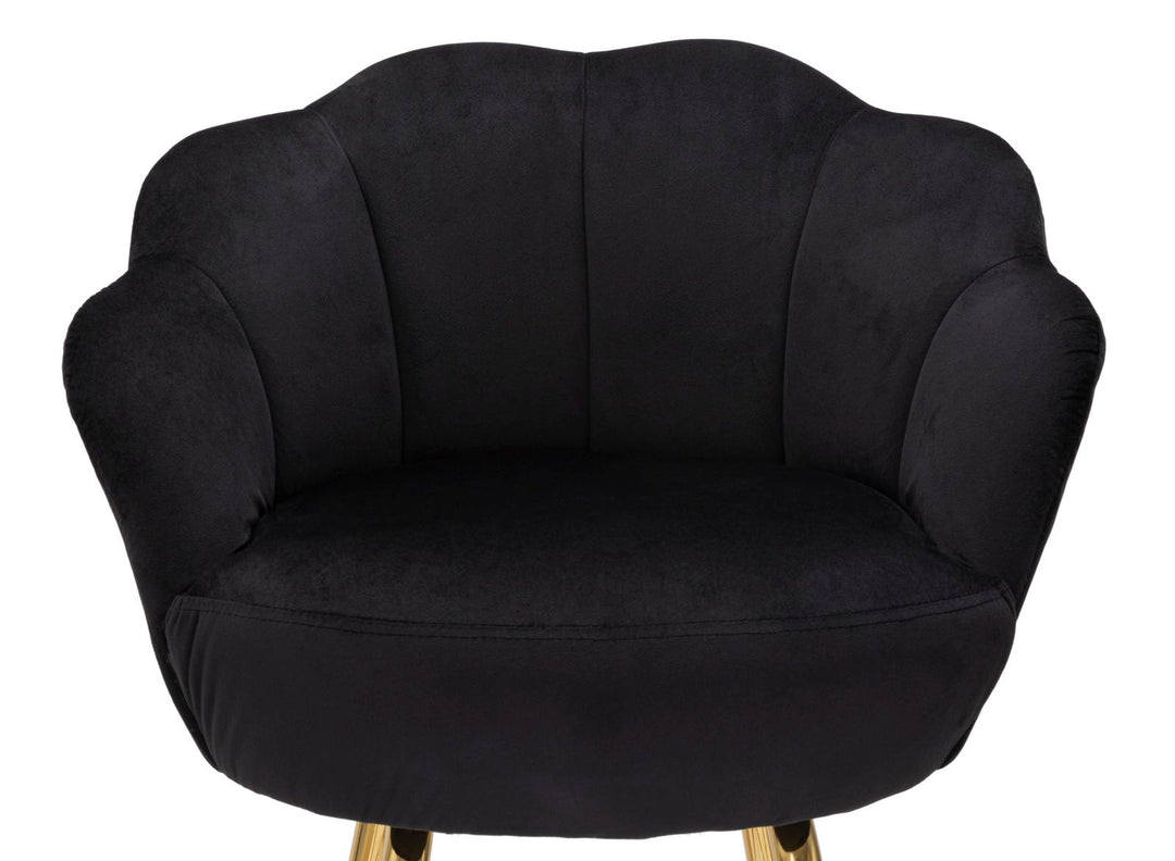 Glam barstol, sort med guldfarve, stof and metal – 55x53x110 cm
