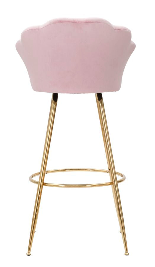 Glam barstol, pink med guldfarve, stof og metal – 55x53x110 cm