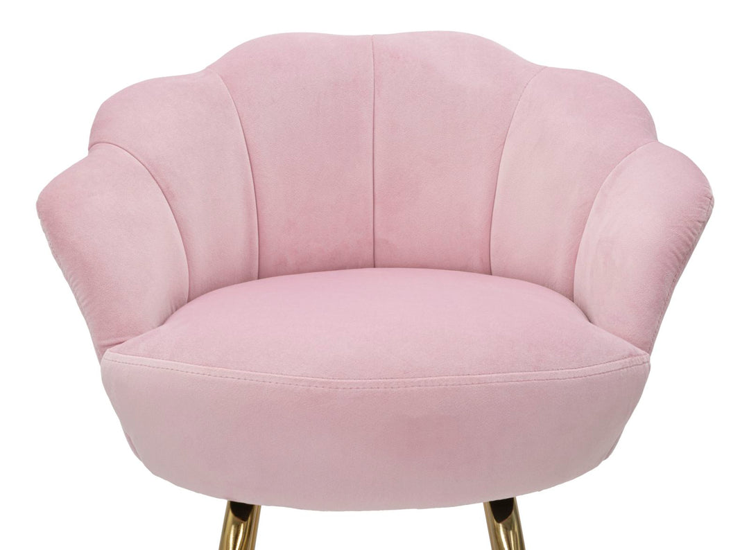 Glam barstol, pink med guldfarve, stof og metal – 55x53x110 cm