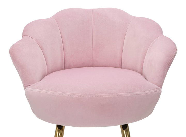 Glam barstol, pink med guldfarve, stof og metal – 55x53x110 cm