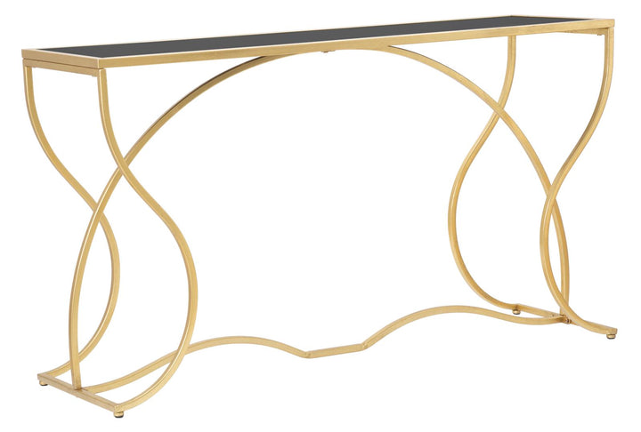 Glam konsolbord i guldfarve, metal og glas – 130x40x75 cm