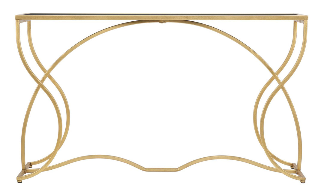 Glam konsolbord i guldfarve, metal og glas – 130x40x75 cm