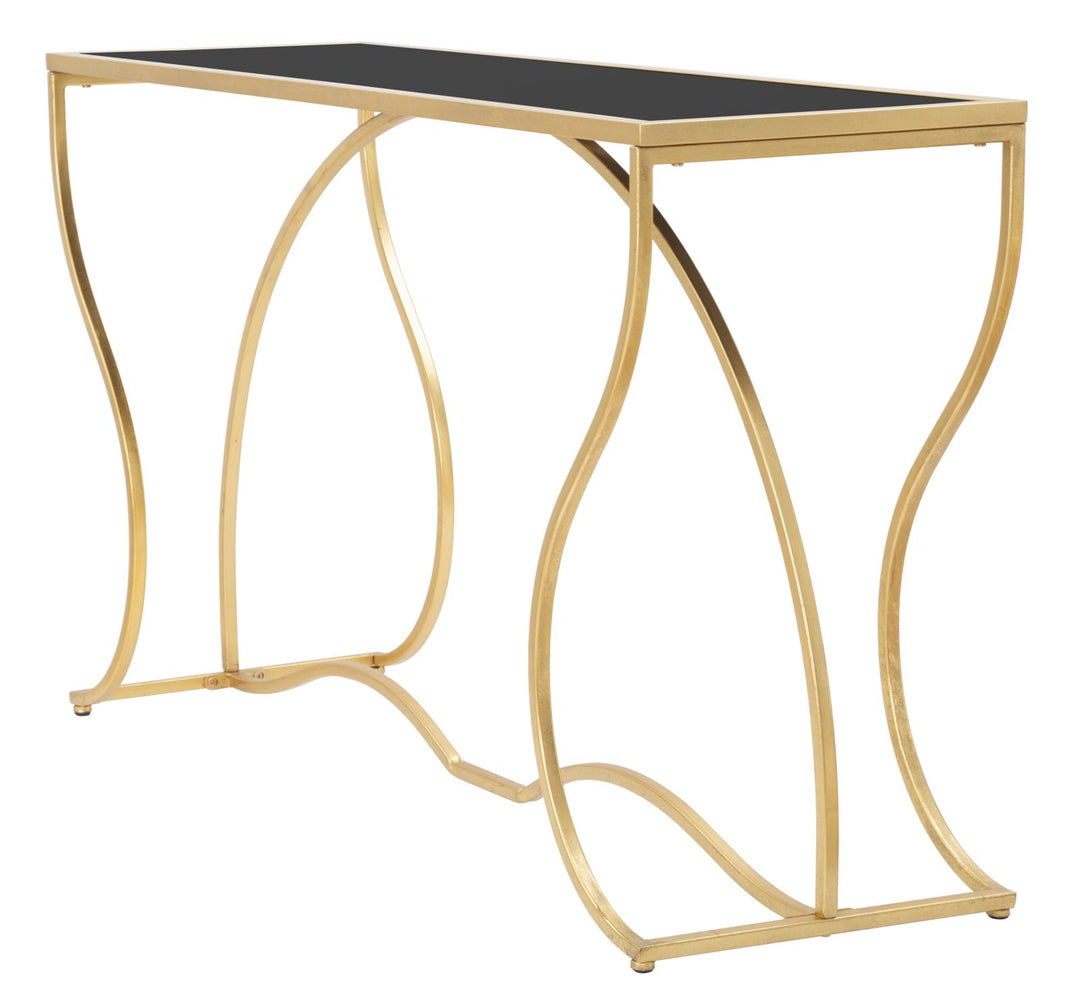 Glam konsolbord i guldfarve, metal og glas – 130x40x75 cm