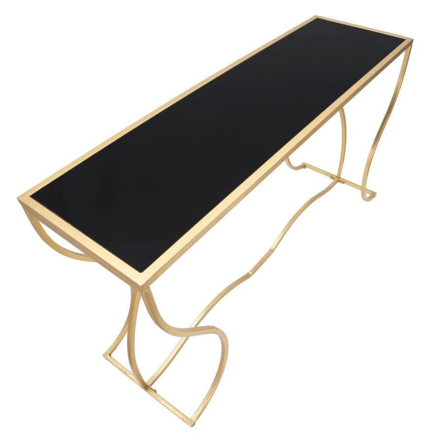 Glam konsolbord i guldfarve, metal og glas – 130x40x75 cm