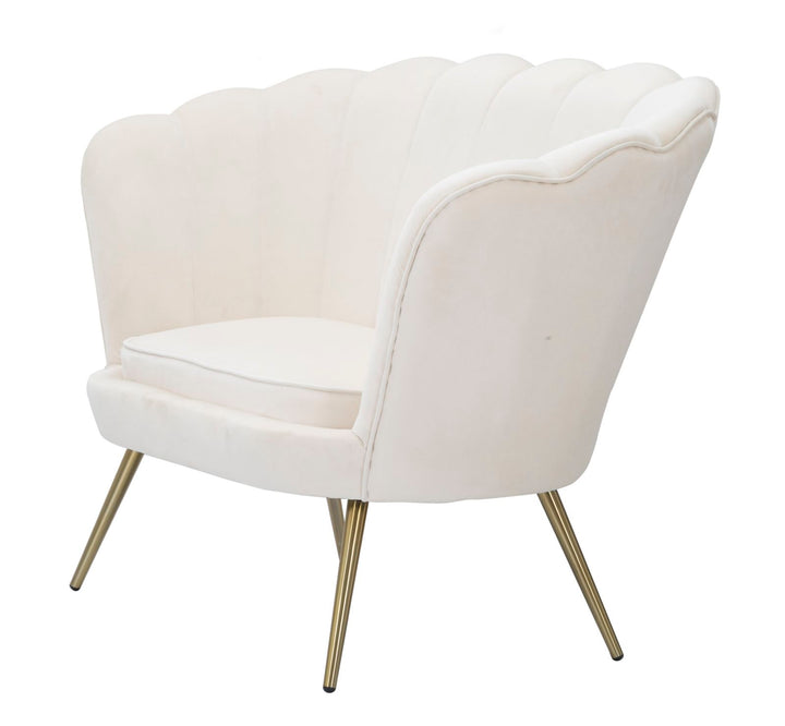 Glam sofa i creme-hvid, stof og metal – 130x74x84 cm