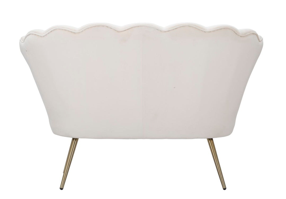 Glam sofa i creme-hvid, stof og metal – 130x74x84 cm