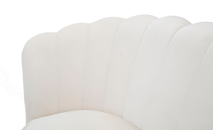 Glam sofa i creme-hvid, stof og metal – 130x74x84 cm