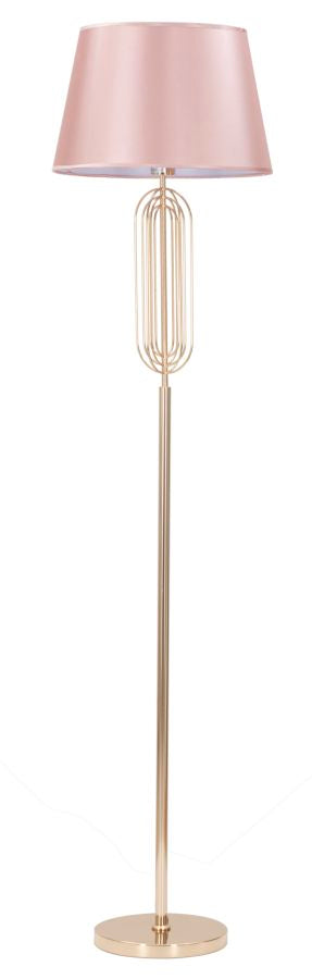 Glam gulvlampe i pink og guldfarve, metal, pvc og stof – 40x168x5 cm