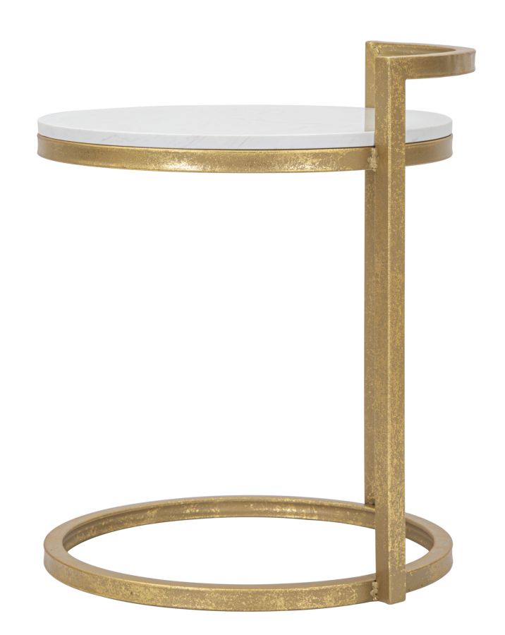 Glam bord i guldfarve, metal og kunstig marmor – 40x43x50 cm