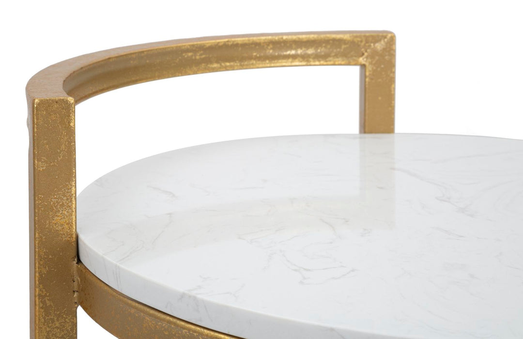 Glam bord i guldfarve, metal og kunstig marmor – 40x43x50 cm