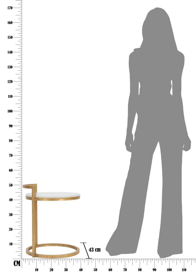 Glam bord i guldfarve, metal og kunstig marmor – 40x43x50 cm