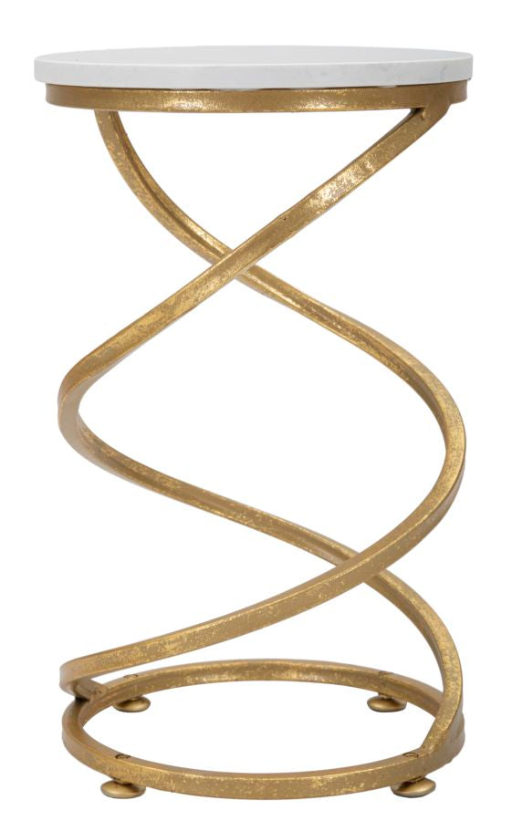 Glam bord i guldfarve, jern og marmor – 27x5x47 cm
