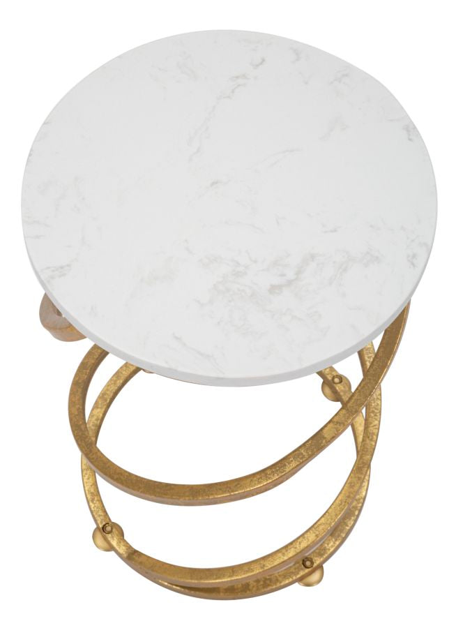 Glam bord i guldfarve, jern og marmor – 27x5x47 cm