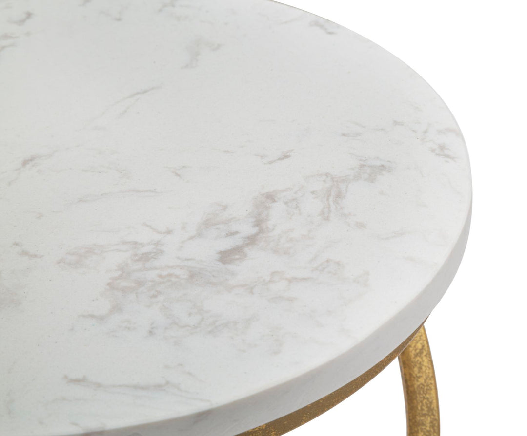 Glam bord i guldfarve, jern og marmor – 27x5x47 cm