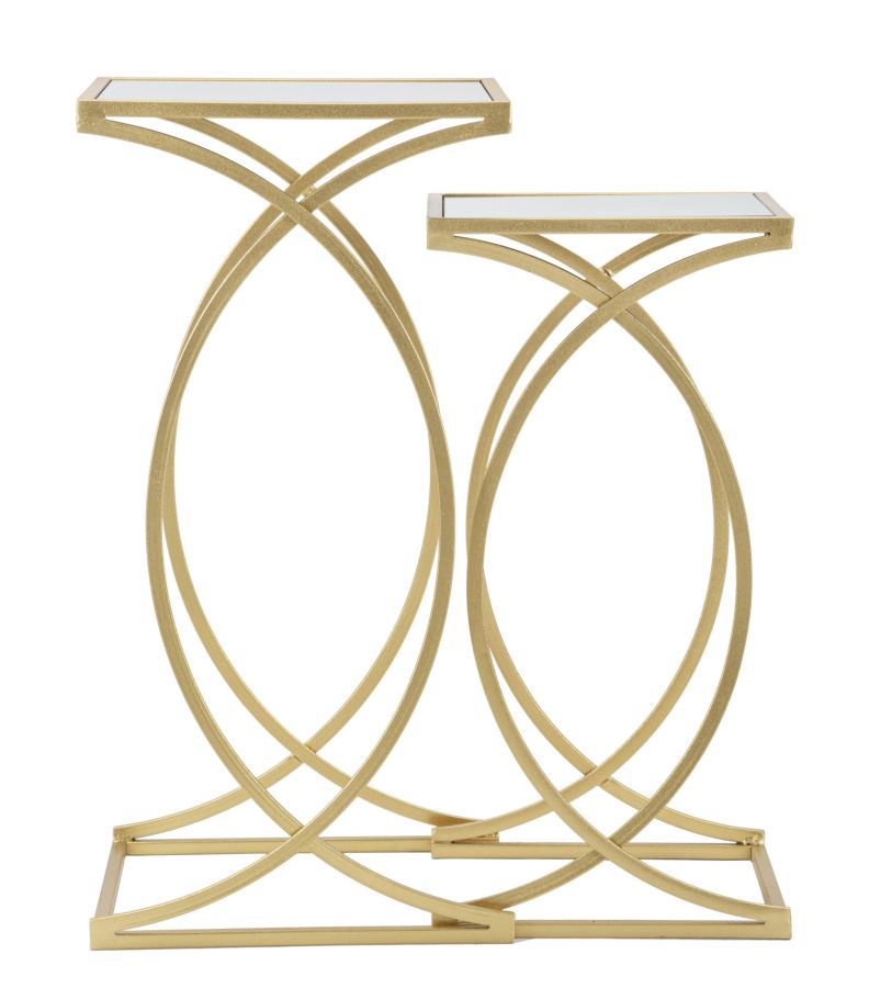 Glam borde i guldfarve, metal og MDF – 35x35x70, 30x30x60 cm