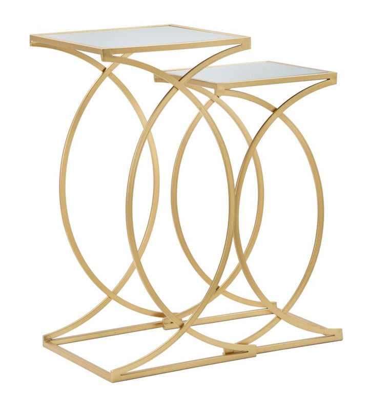 Glam borde i guldfarve, metal og MDF – 35x35x70, 30x30x60 cm