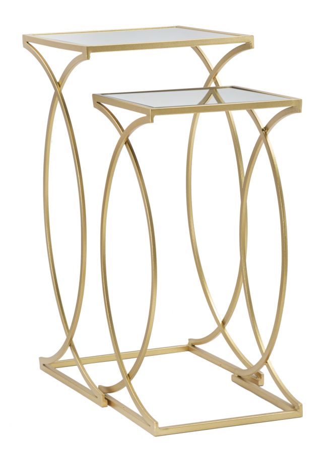 Glam borde i guldfarve, metal og MDF – 35x35x70, 30x30x60 cm