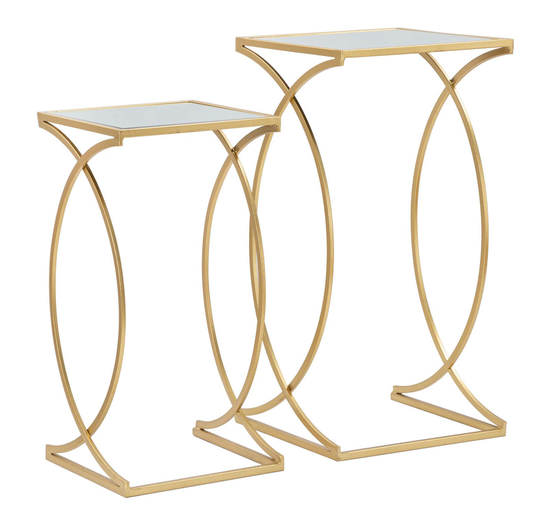 Glam borde i guldfarve, metal og MDF – 35x35x70, 30x30x60 cm
