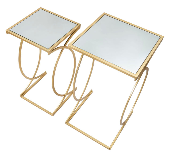 Glam borde i guldfarve, metal og MDF – 35x35x70, 30x30x60 cm