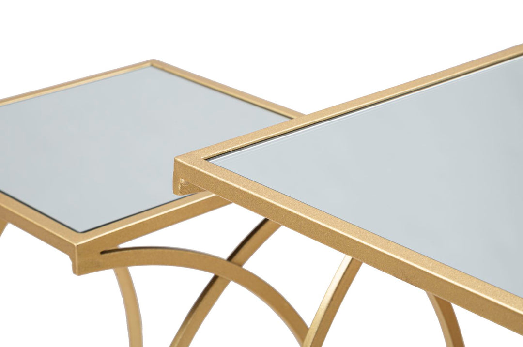 Glam borde i guldfarve, metal og MDF – 35x35x70, 30x30x60 cm