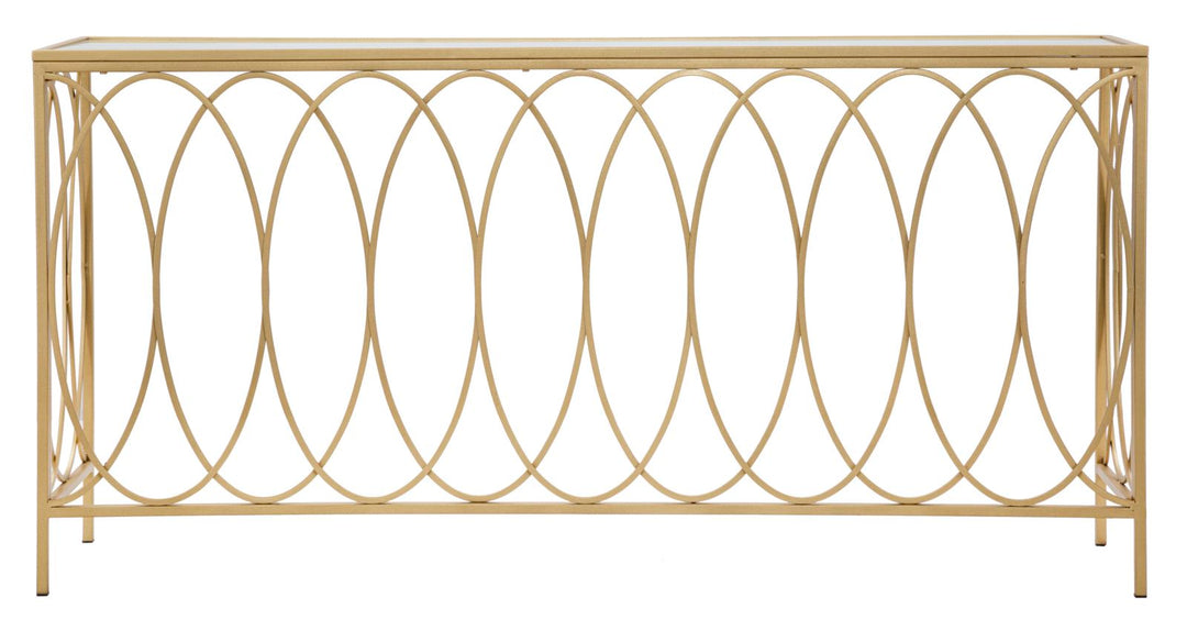 Glam konsolbord i guldfarve, jern, mdf og glas – 160x40x79 cm