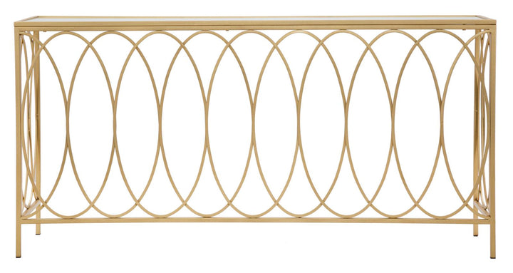 Glam konsolbord i guldfarve, jern, mdf og glas – 160x40x79 cm