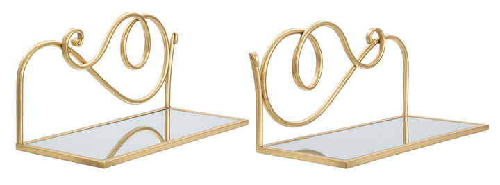 Glam hylde i guldfarve, jern og MDF – 41x5x18 20x5 cm