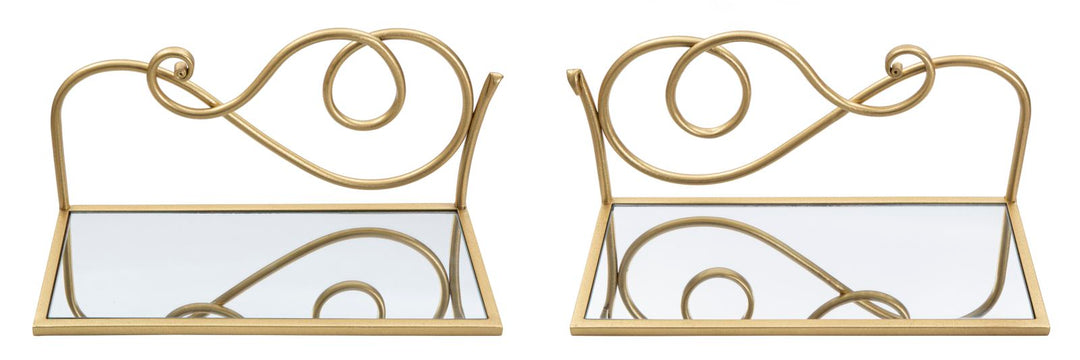 Glam hylde i guldfarve, jern og MDF – 41x5x18 20x5 cm
