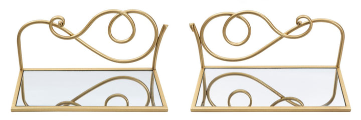 Glam hylde i guldfarve, jern og MDF – 41x5x18 20x5 cm