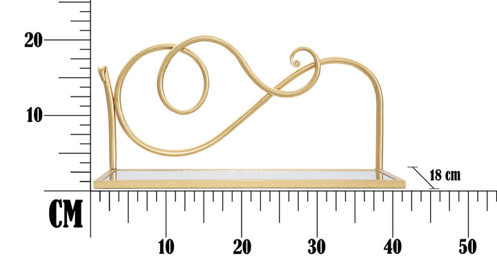 Glam hylde i guldfarve, jern og MDF – 41x5x18 20x5 cm