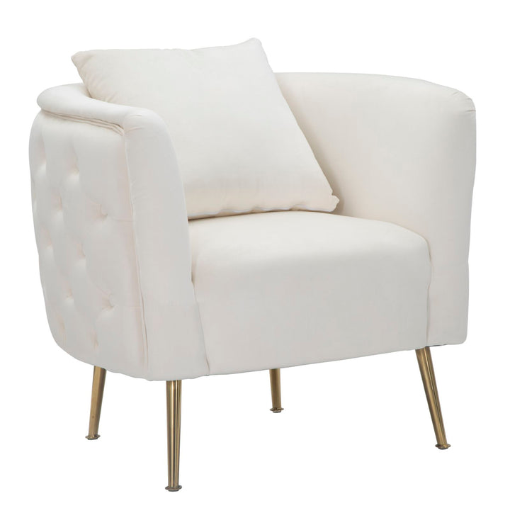 Glam stol i træ, skum, stof og metal – 76x74x73 cm