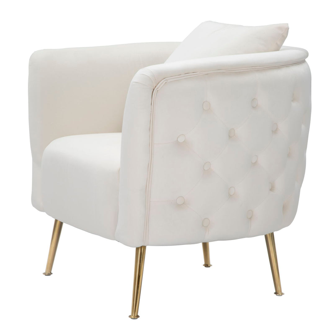 Glam stol i træ, skum, stof og metal – 76x74x73 cm