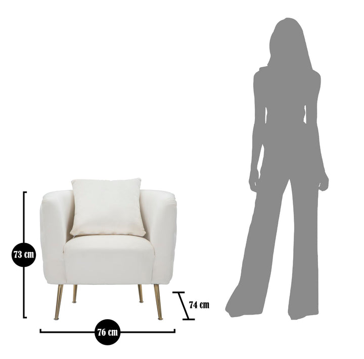 Glam stol i træ, skum, stof og metal – 76x74x73 cm