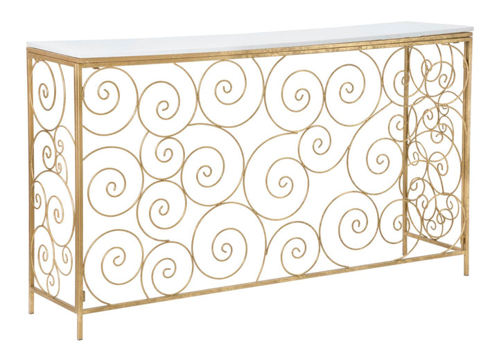 Glam konsolbord i jern og marmor – 140x36x82 cm