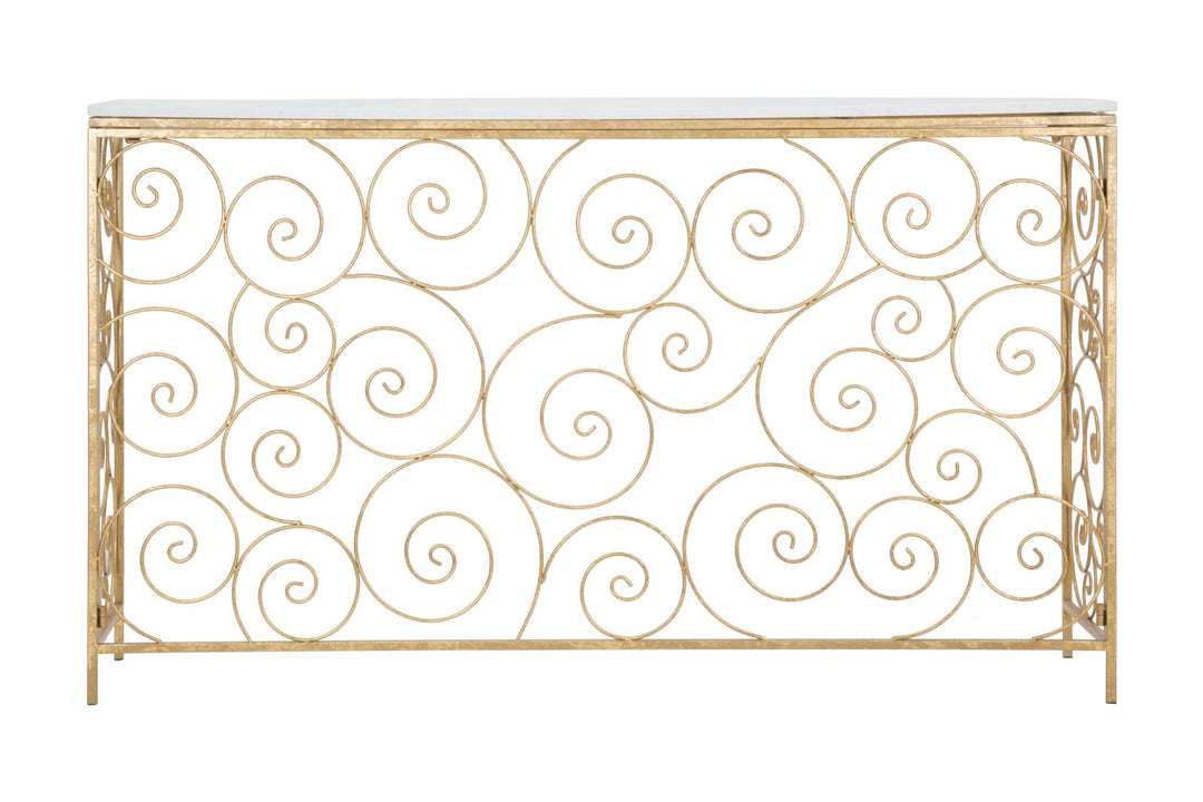 Glam konsolbord i jern og marmor – 140x36x82 cm