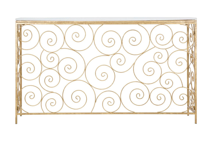 Glam konsolbord i jern og marmor – 140x36x82 cm