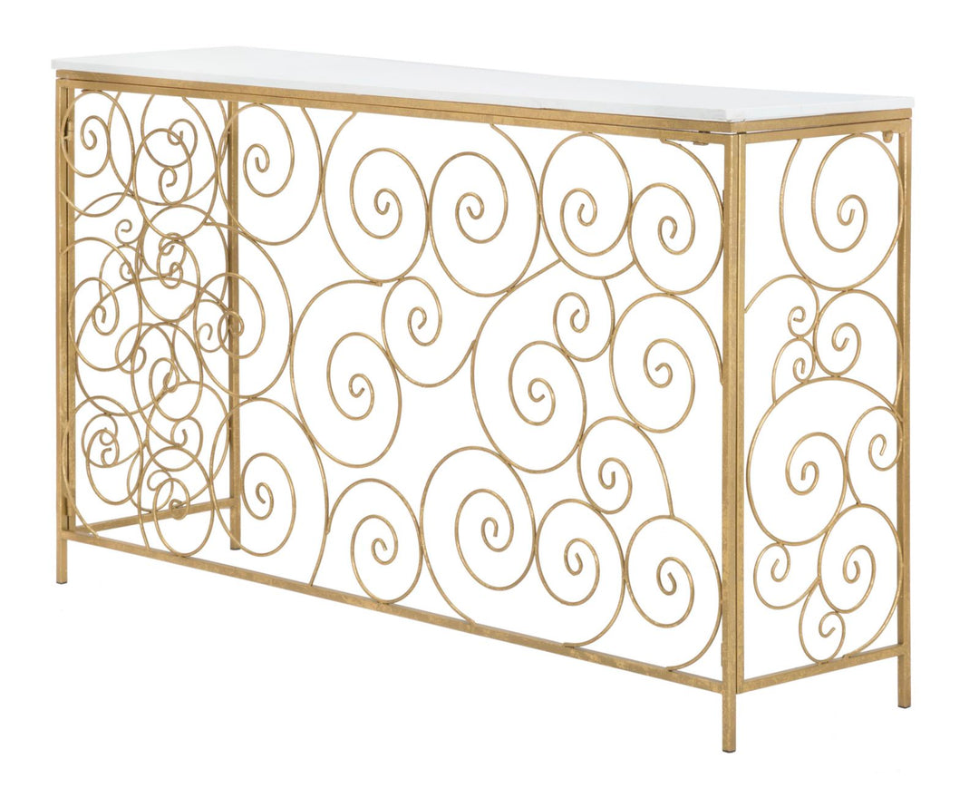 Glam konsolbord i jern og marmor – 140x36x82 cm