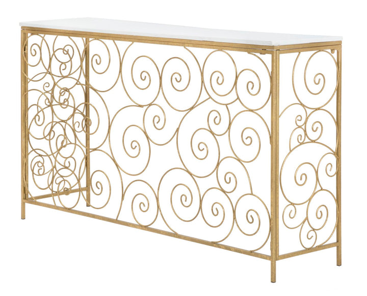 Glam konsolbord i jern og marmor – 140x36x82 cm