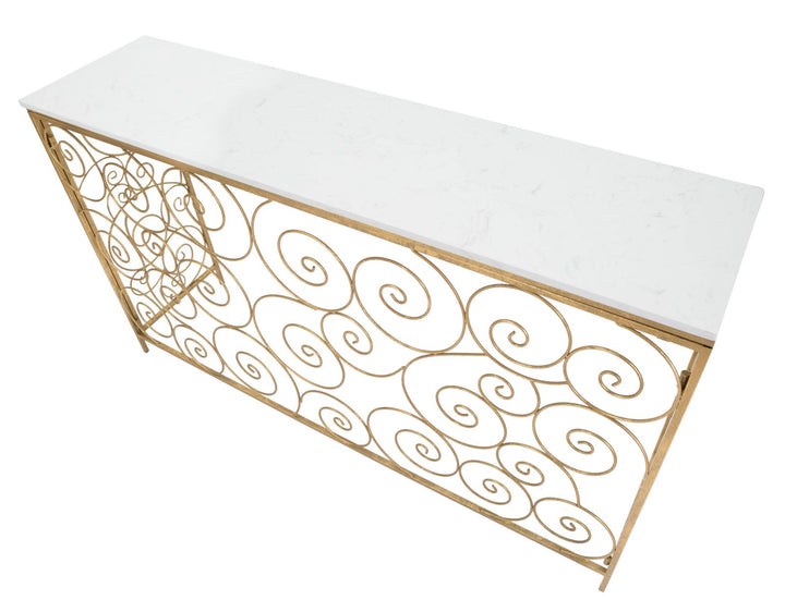 Glam konsolbord i jern og marmor – 140x36x82 cm